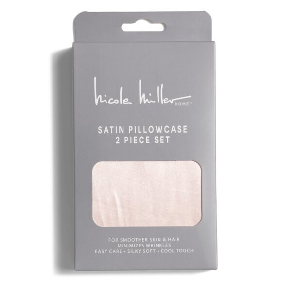 NICOLE MILLER Blush 2pk Satin Pillowcases - Picture 2 of 2